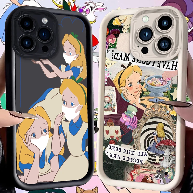 Disney Alice in Wonderland Case for iPhone 16 15 14 13 12 11 Pro Max XS X XR 8 7 6S 6 Plus SE 2020 Silicone Shockproof Cover