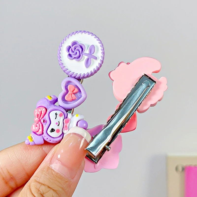 Cartoon Sanrio Hairpin Cute Hello Kitty Kuromi Melody Bangs Side Clips Girly Heart Hairpin Sweet Hair Accessories Birthday Gifts