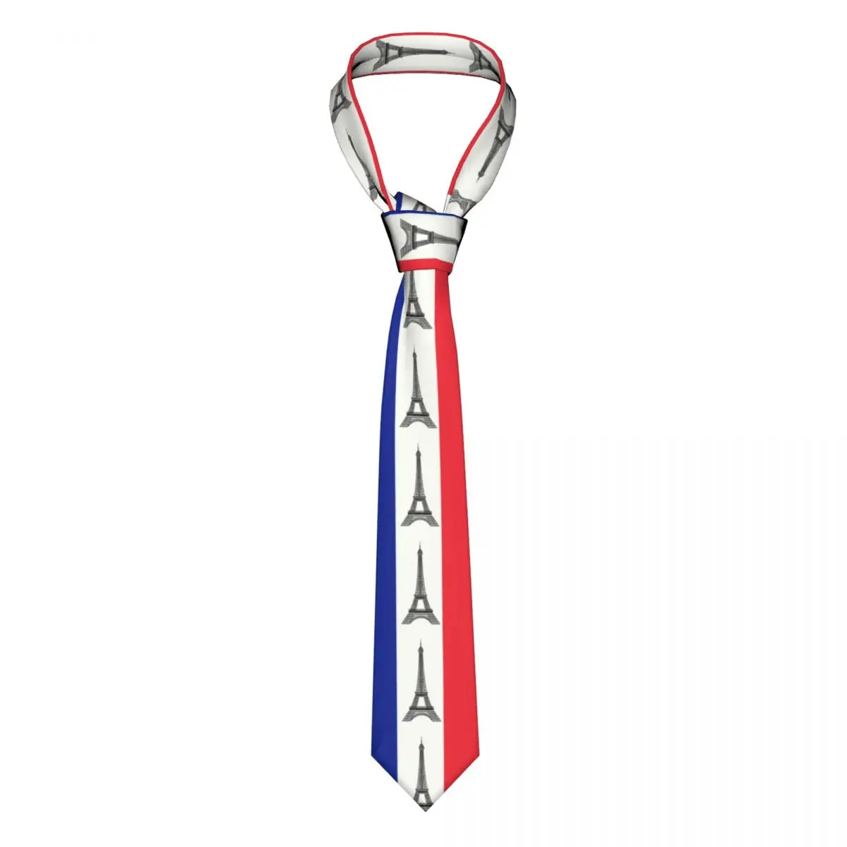 France Flag Necktie Men Silk Lily Flower Neck Tie for Party