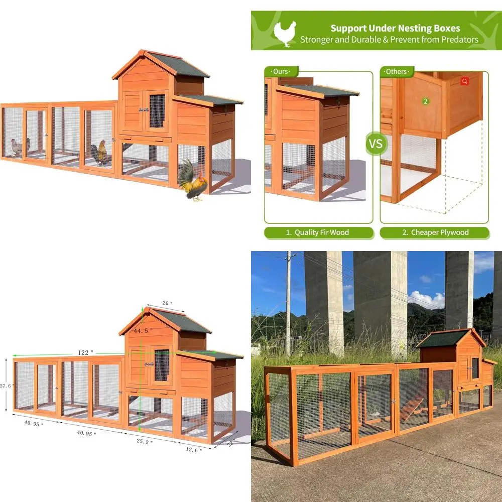

Просторный куриный корпус с гнездом и съемным подносом для 2-6 курей, защищенный на открытом воздухе среда обитания мелких животных