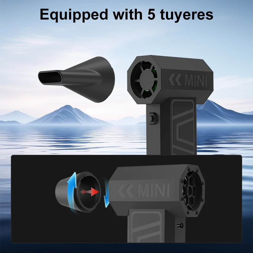 Motore senza spazzole Potente soffiatore per polvere Aspirapolvere con turbo Jet Venti forti Ventilatore di ricarica di tipo C Pulitore per polvere