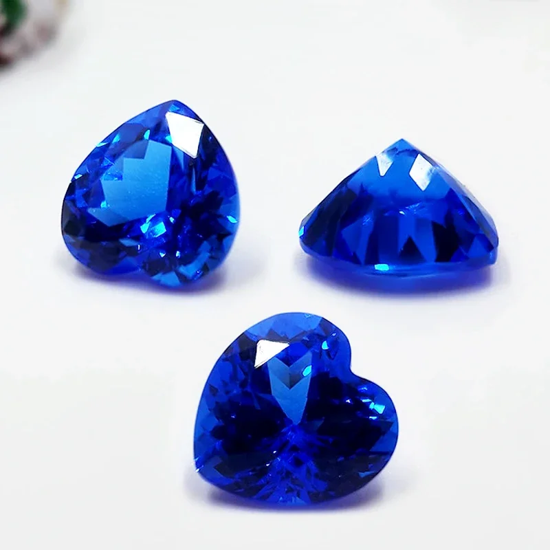 Lab Grown Cobalt Spinel Heart Cut Gemstone for DIY Ring Necklace Earrings Main Materials Selectable Certificate