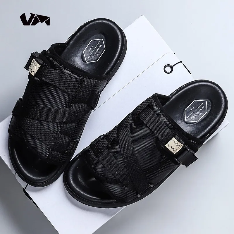 Christmas VISVIM-Chinelos reflexivos masculinos, calçado casual confortável, sapatos masculinos de verão, além da moda, chinelos de casal, 2022