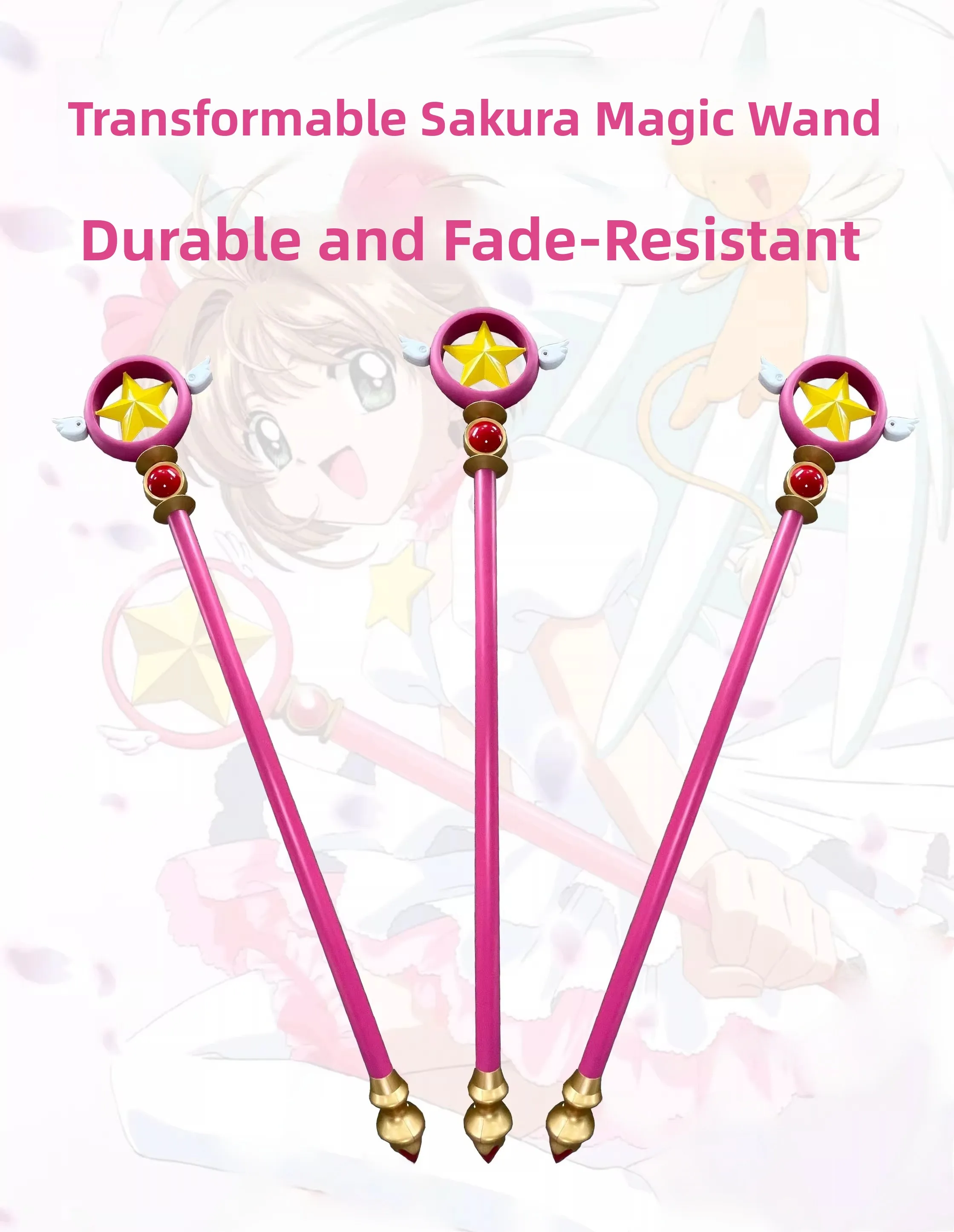 

Magic Sakura Cosplay Wand Bird Head Pendant Mocha Girl Twice Versatile Wand Game Play Cosplay Accories Equipment Weapons