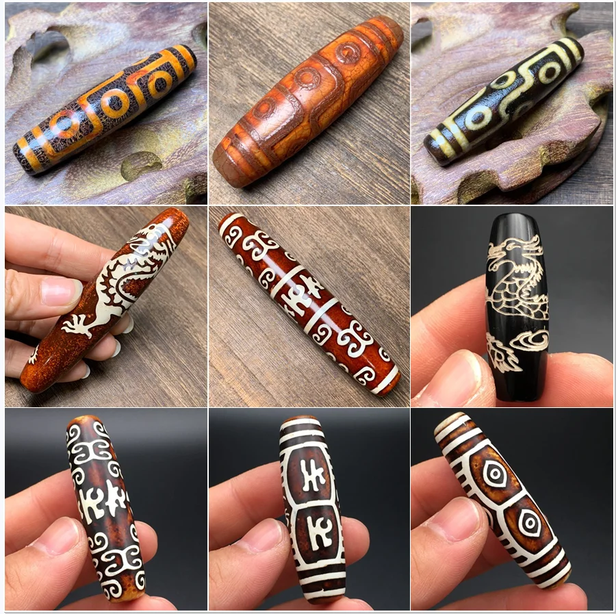 

Vintage Necklace Pendant Accessories Charm Beads DIY Bracelet Pendant Natural Agate Stone Dzi Beads Jewelry Making Accessories