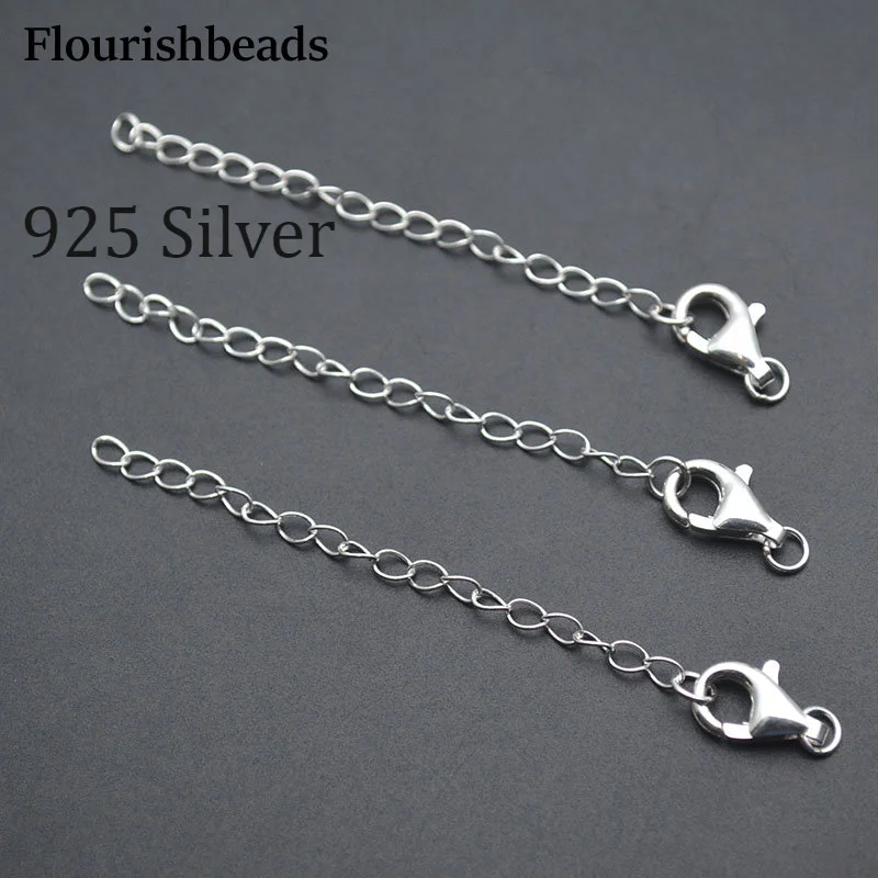 

10pcs/lot S925 Sterling Silver 11mm Lobster Necklace Clasps 5cm Length Extender Tail Chains Closed Rings Jewelry Connectors