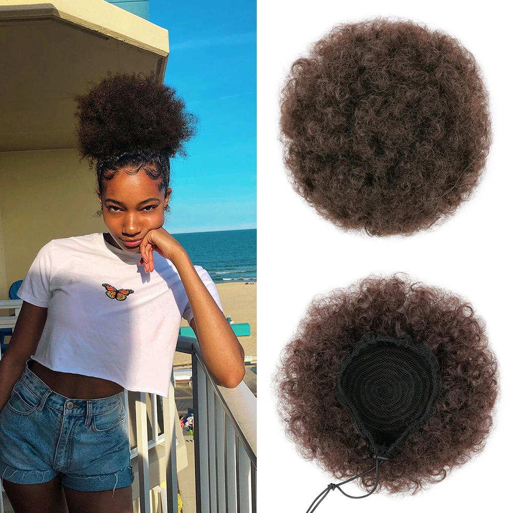 

Belle Show Drawstring Ponytail Kinky Curly Synthetic Afro Puff Ponytail 8 Inch fro Kinky Curly Hair Extensions for Black Women