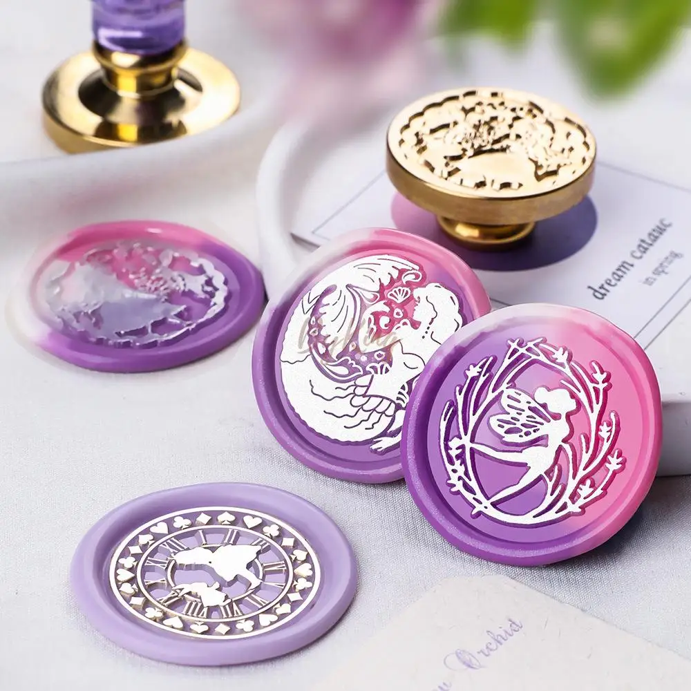 30mm Sealing Wax Stamp Alice Wonderland Teapot Coffee Elves Mr. Rabbit Mermaid For DIY Wedding Decoration Craft Packaging Gift