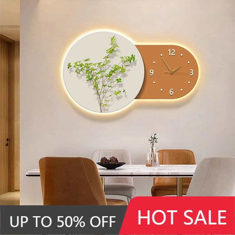 Creative Multi Function LED Wall Clock Light and Painting Modern Silent Battery Operated Art Dining Room Living Room Background