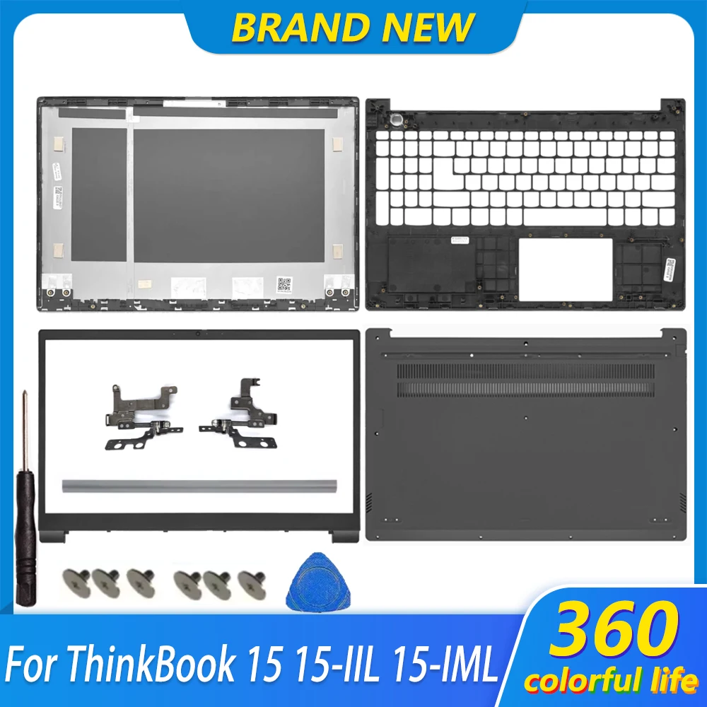 New For ThinkBook 15 15-IIL 15-IML Laptop LCD Back Cover Front Bezel Palmrest Lower Bottom Case Cover 4ELVALCLV50 Gray