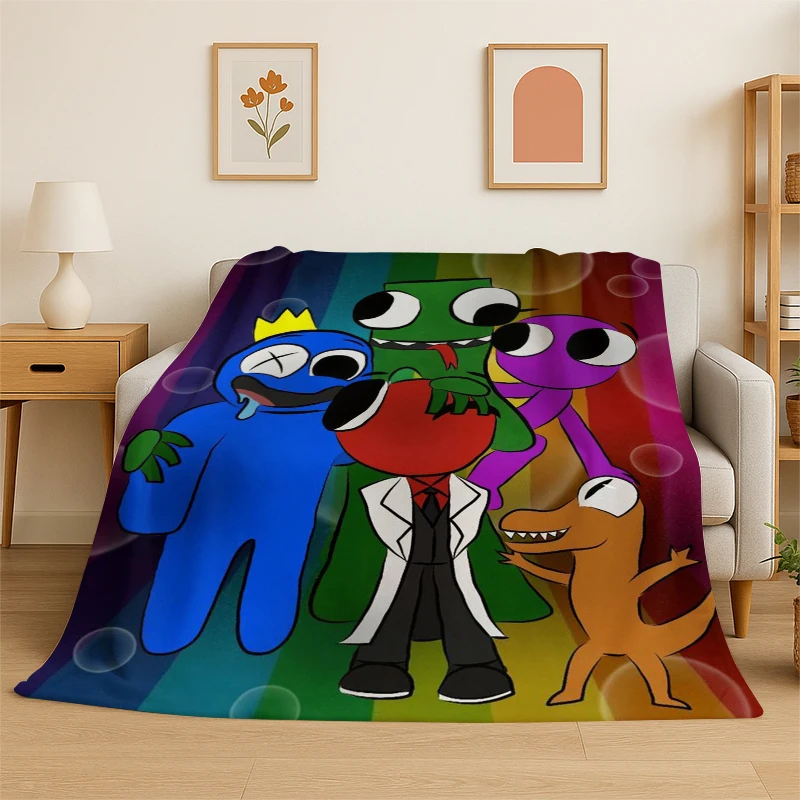 

Фланелевое одеяло с 3D-принтом R-Rainbows Friends, мягкое теплое одеяло для спальни, гостиной, путешествий, кемпинга, пикника