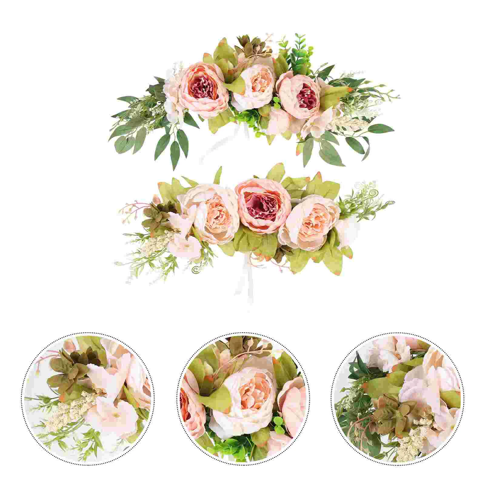 

2 Pcs Wedding Artificial Flowers Rose Pendant Decorative Door Accessory Home Delicate Arch Ornament Garland Wreath