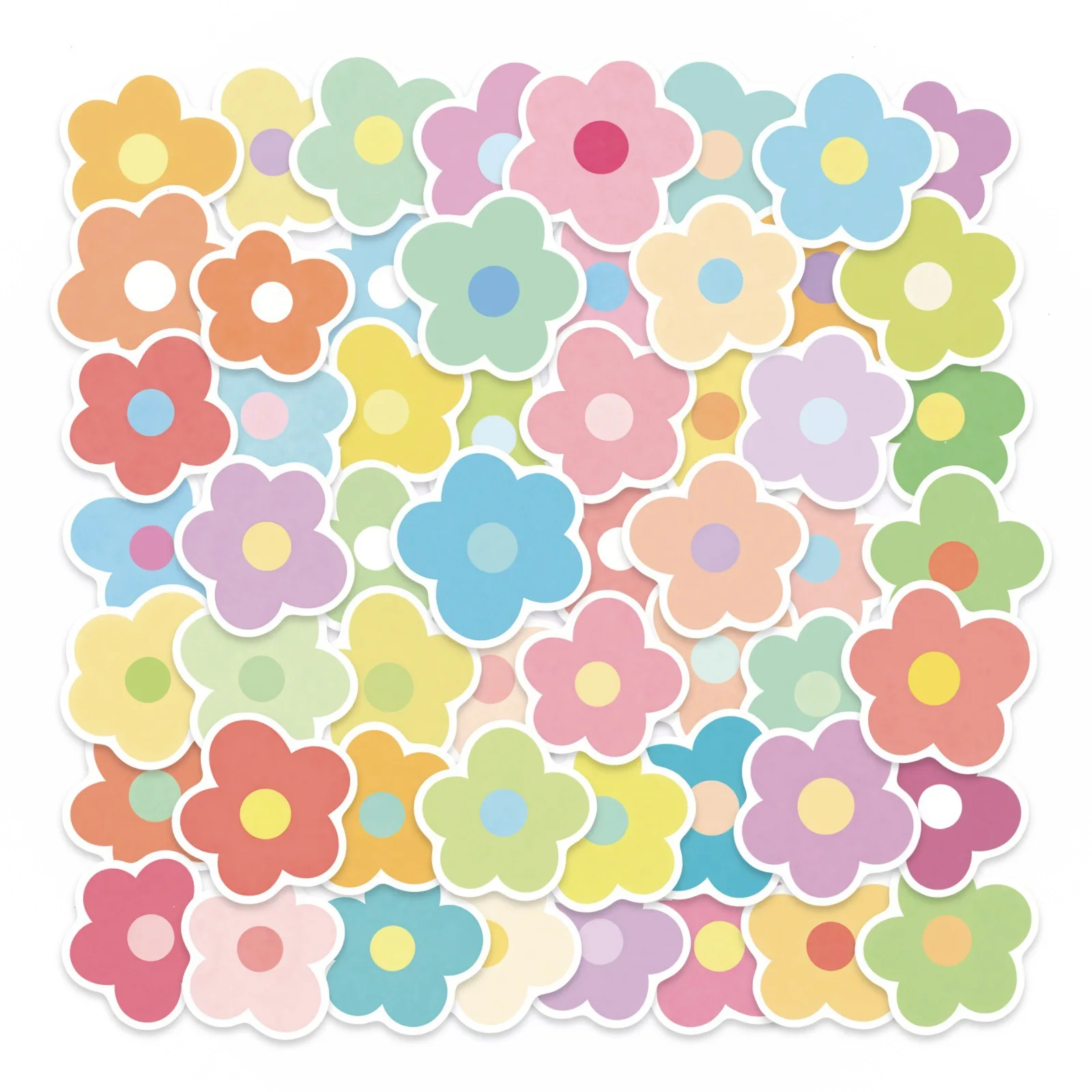 

56Pcs Colorful Flower Stickers Self Adhesive Decorative Labels for Scrapbooking Gift Wrapping Envelope Seals