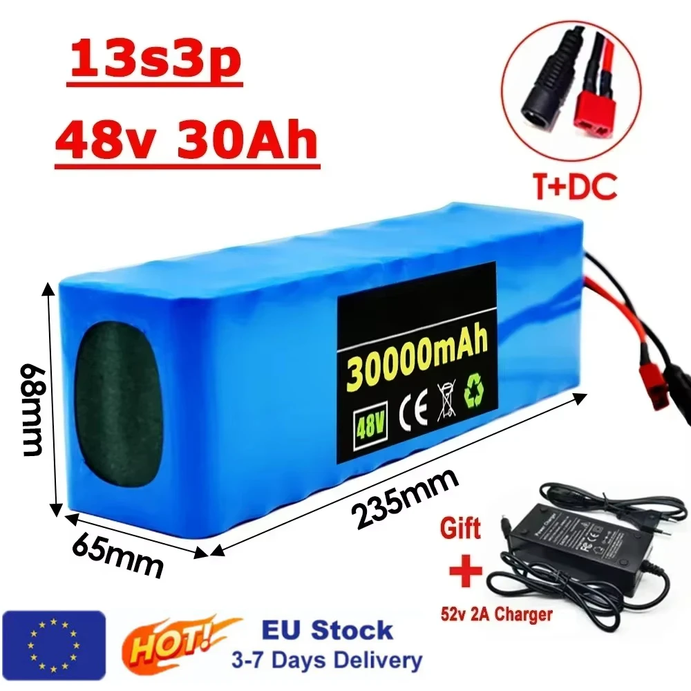 Nouveau 48V 20Ah 2000W 13S3P DC/T batterie Lithium-Ion adapté aux moteurs 48V avec BMS + 54.6V chargeur