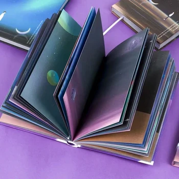 クリエイティブなラップトップ星空,イラストブック,カラーページ,学生の手動元帳,メモ帳,日記,112枚