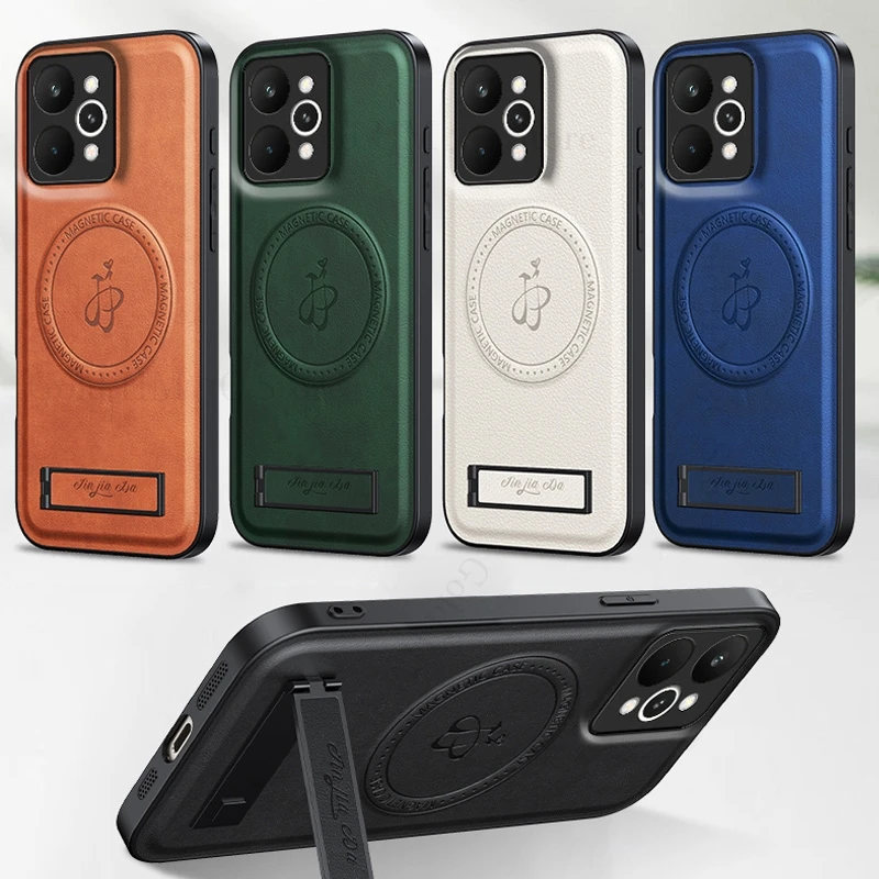 حافظة جلدية فاخرة لهاتف Realme 15 14 Pro Plus غطاء مغناطيسي للشحن اللاسلكي لهاتف Realme P3 Ultra Reno14 F 13