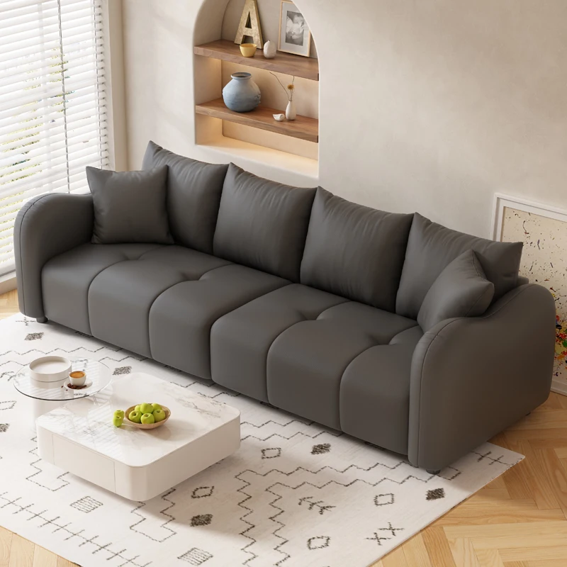 

Modern Simple Leather Cloud Couch Lounge Cream Style Living Room Loveseat Sofa Apartment Armchairs Balcony Garden Furniture
