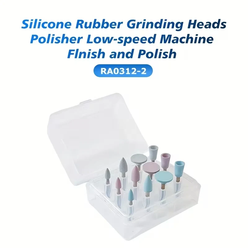 12 Pcs/Box Silicone Polishing Kit, RA 2.35mm For Polishing Resin Porcelain Composites with Low-Speed Handpiece Laboratory Tool