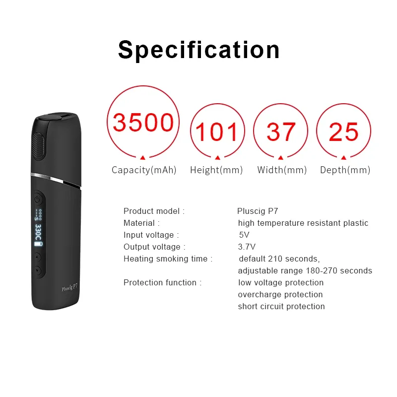 الأصلي Kamry Pluscig P7 التدفئة عصا ستيرتر كيت 3500mah بطارية جافة عشب المرذاذ الحرارة لا حرق Vape عربات مع شحن USB