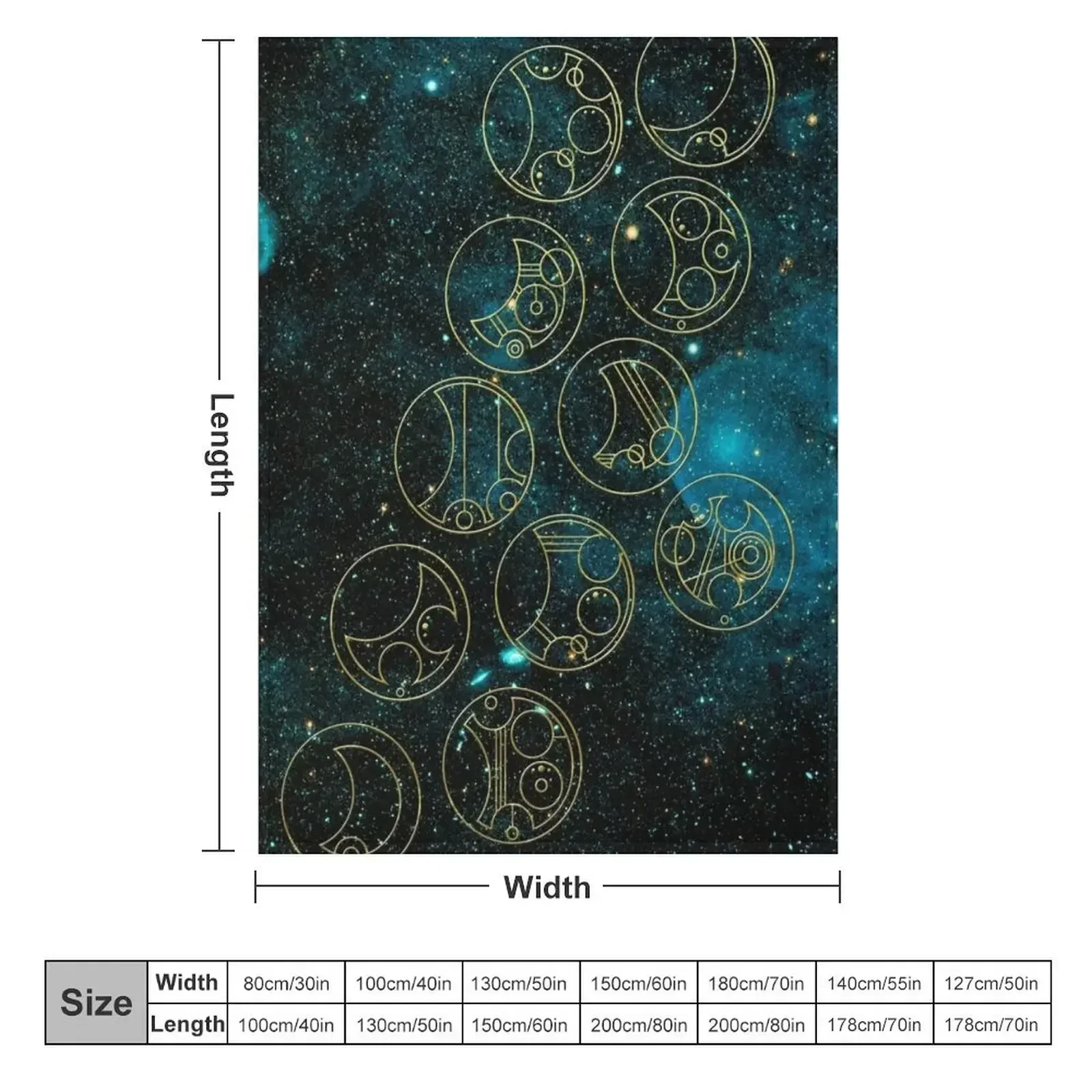 Time Lord Words in Gold on Teal Stellar Background Throw Blanket Sofa Quilt Loose Kid'S blankets and throws Thermal Blankets