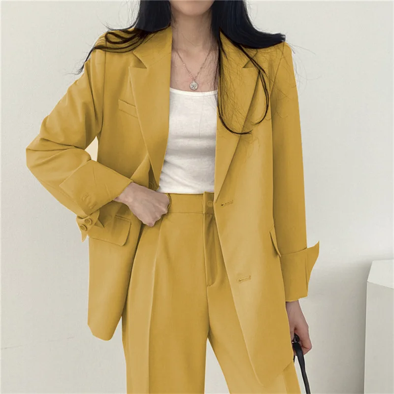 Printemps automne 2025 femmes Faion décontracté Jaets costumes coupe droite Polyester usage quotidien mince Long Sve couleur Pure