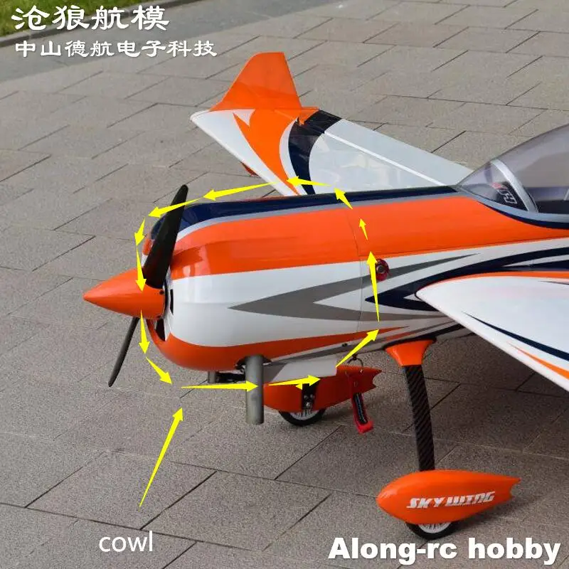 

Skywing RC Деревянный самолет 120E 35CC 74-дюймовый YAK54 Запасные части Индивидуальный капот из стекловолокна Крышка двигателя или модель с навесом DIY