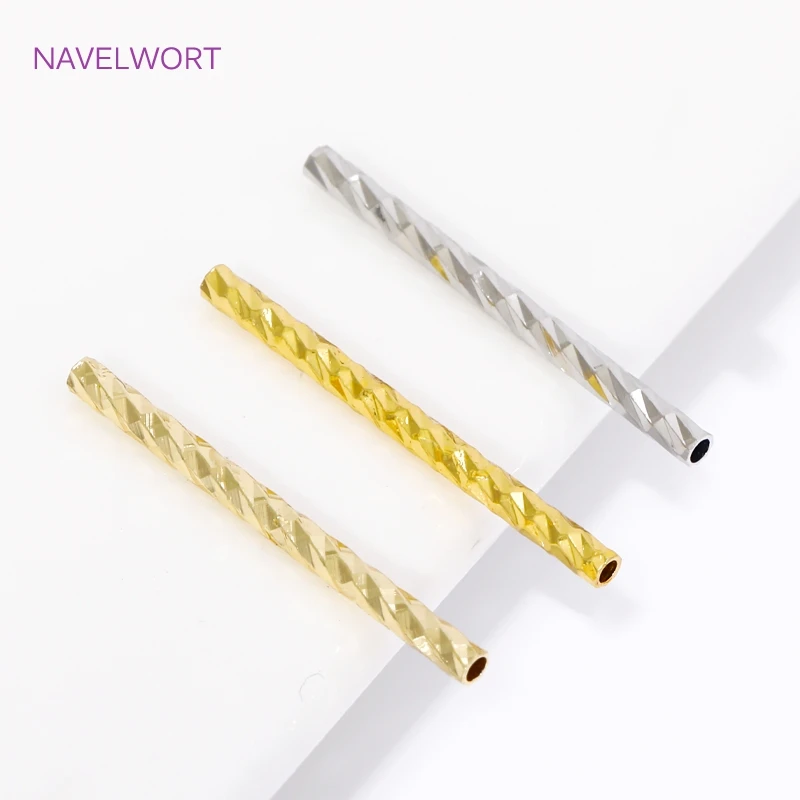 10/15/20mm Stripe Tube Spacer Beads 18K Gold Plated Brass Straight Long Tube Beads For DIY Bracelet Jewelry Making Accessories