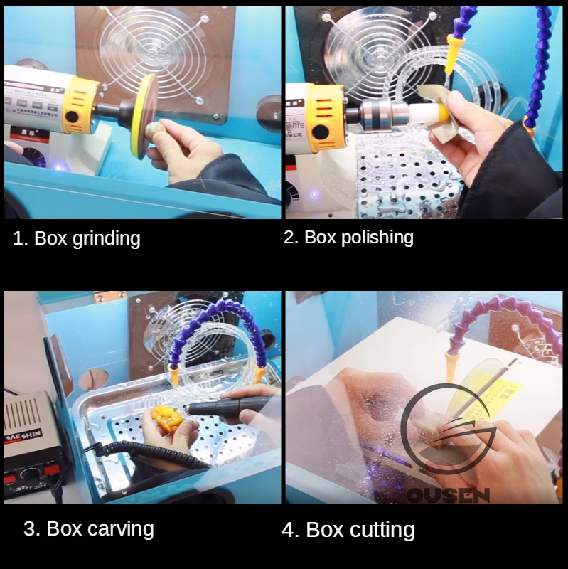 Moagem à prova de poeira caixa de metal de uma peça máquina de polimento de gravura moedor wen jogar máquina de dente caixa de moagem bancada capa