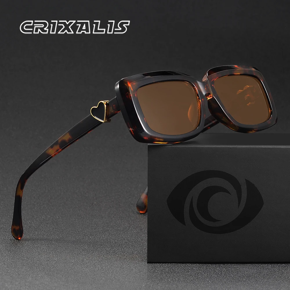 CRIXALIS Rechteckige Retro-Herren-Sonnenbrille Y2K, trendig und modisch, zum Fahren, Fotografieren, Urlaub, Damen-Sonnenbrille, Schatten, UV400