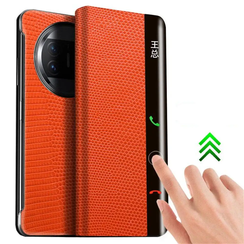 Wobiloo Luxury Real Lizard Skin Leather Flip Case for Huawei Mate X5/X3 Business Full Cover