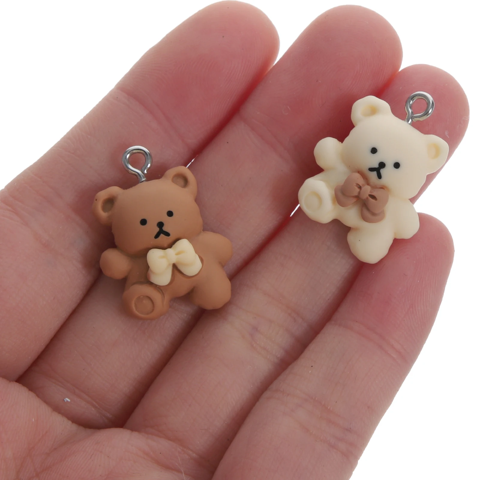 

24pcs Bear Jewelry Charms Resin Small Diy Charms For Necklace Bracelet Keychain Pendant Craft Accessories Lovely Bow Design