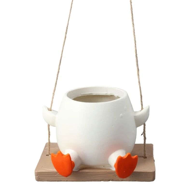 

Swing Duck Hanging Planter Pot for Indoor Outdoor Plant Swinging Plant Pot Hanging Flower Pots Duck Planter Pot