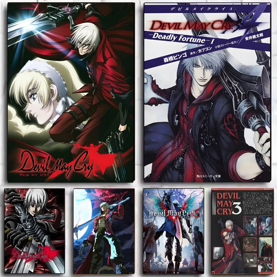 Póster de película clásica D-Devil May Cry-S, arte autoadhesivo, pegatina impermeable, decoración de pared de habitación, dormitorio y cafetería