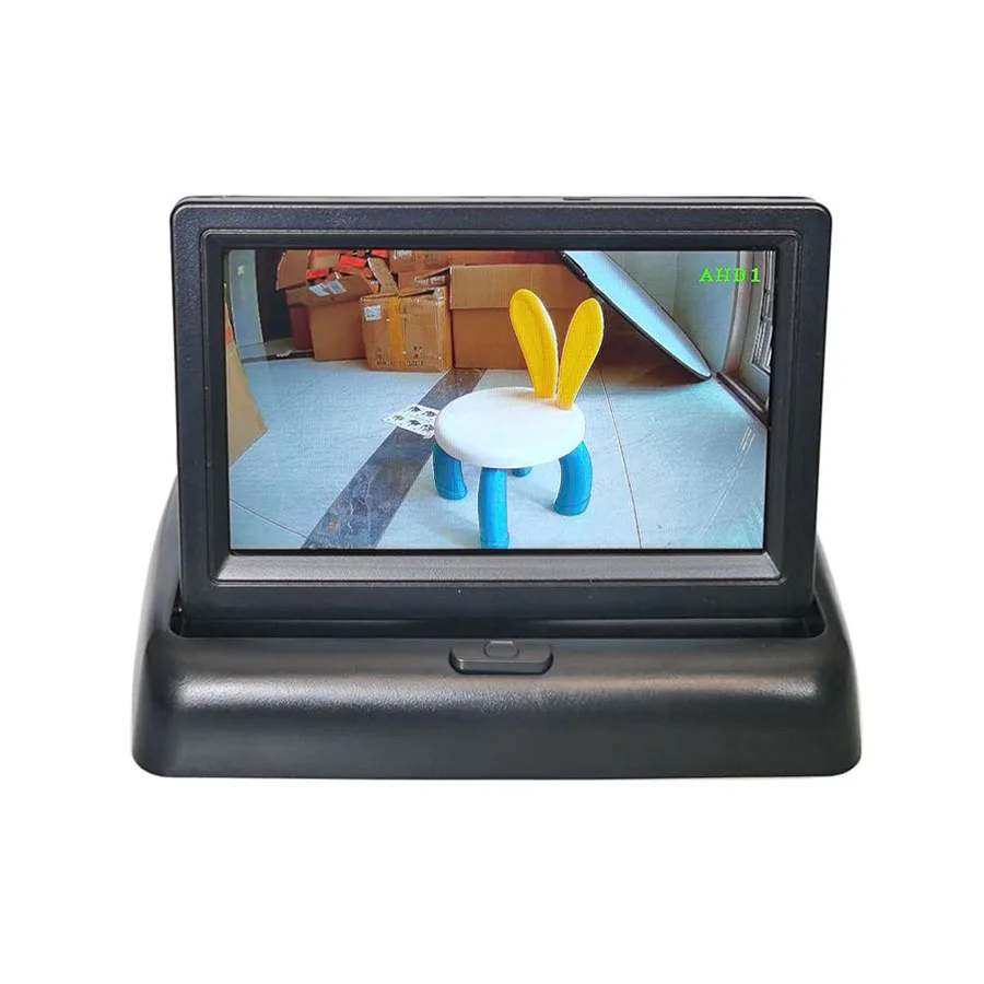 SMALUCK 4Pin Foldable 4.3inch AHD IPS Rear View Car Monitor 800*480 Backup Monitor for AHD CVBS Car Camera