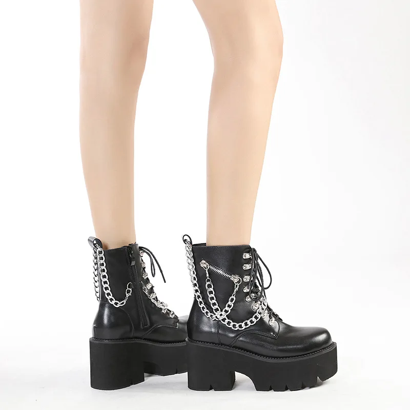 

No Slip Soft Bottom Motorcycle Boots for Women Ankle Boots Outdoor Soft Bottom Women Platform Boots Botas Altas Plataforma Mujer