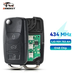 Dandkey 433MHz ID48 Chip auto chiave di vibrazione a distanza per VW VOLKSWAGEN Passat Bora Polo Golf Beetle 1J0959753AH / HLO 1J0 959 753 AH