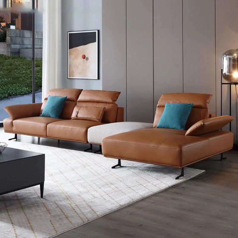 Modern Minimalist Living Room Leather Sofa Small Apartment Couch Bed Living Room Sofa Nordic Sofa De Canto Luxury Furniture