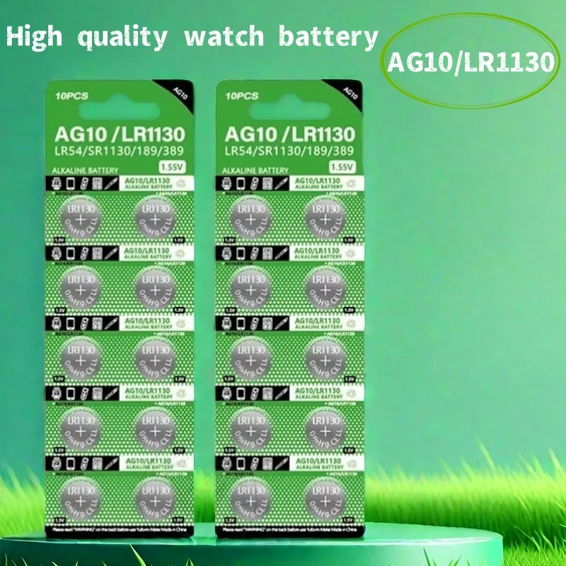 

AG10 LR1130 Batteries 389A LR1130 LR54 L1131 SR1130 1.55v High Capacity Button Cell Coin Battery for Watches Calculators Lasers