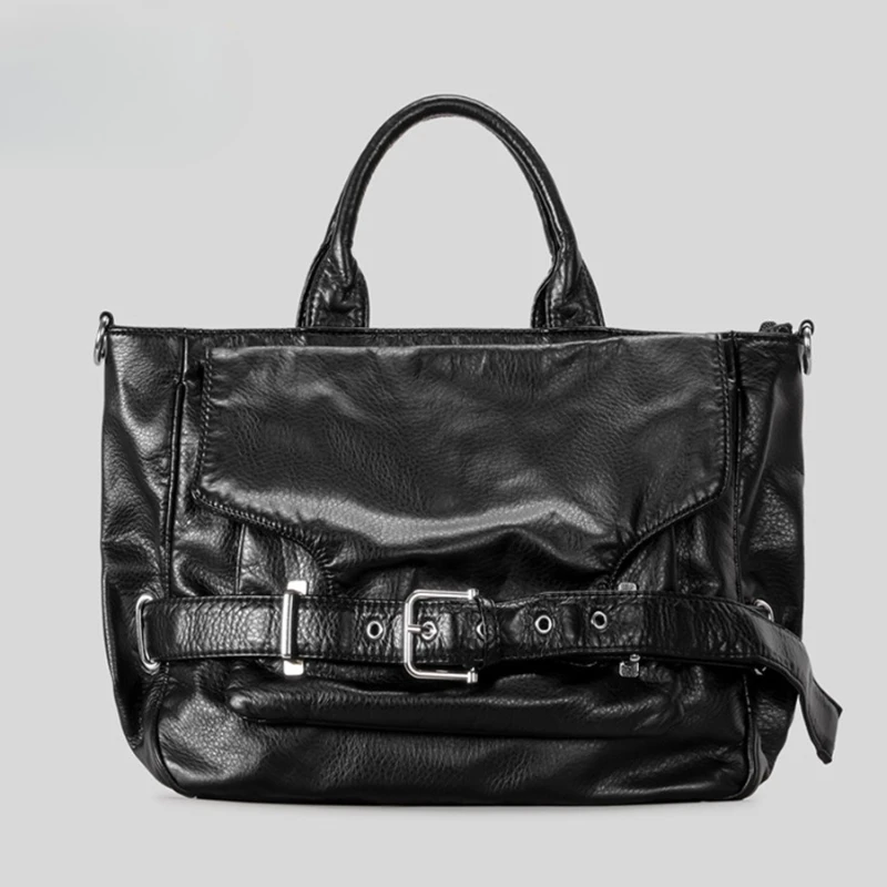 

New Fashion Retro High Quality PU Leather Handheld Women Shoulder Bags With Large Capacity Shopper Motorcycle Crossbody Bags