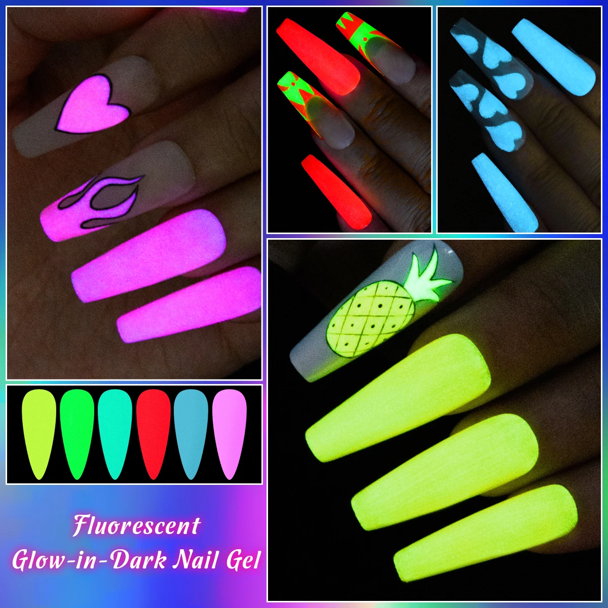 FOUR LILY 7ml Fluorescent Glow-in-Dark Nail Gel Polish Neon Luminous Colorful Long Lasting Soak Off UV LED Gel Nail Art  Vernis