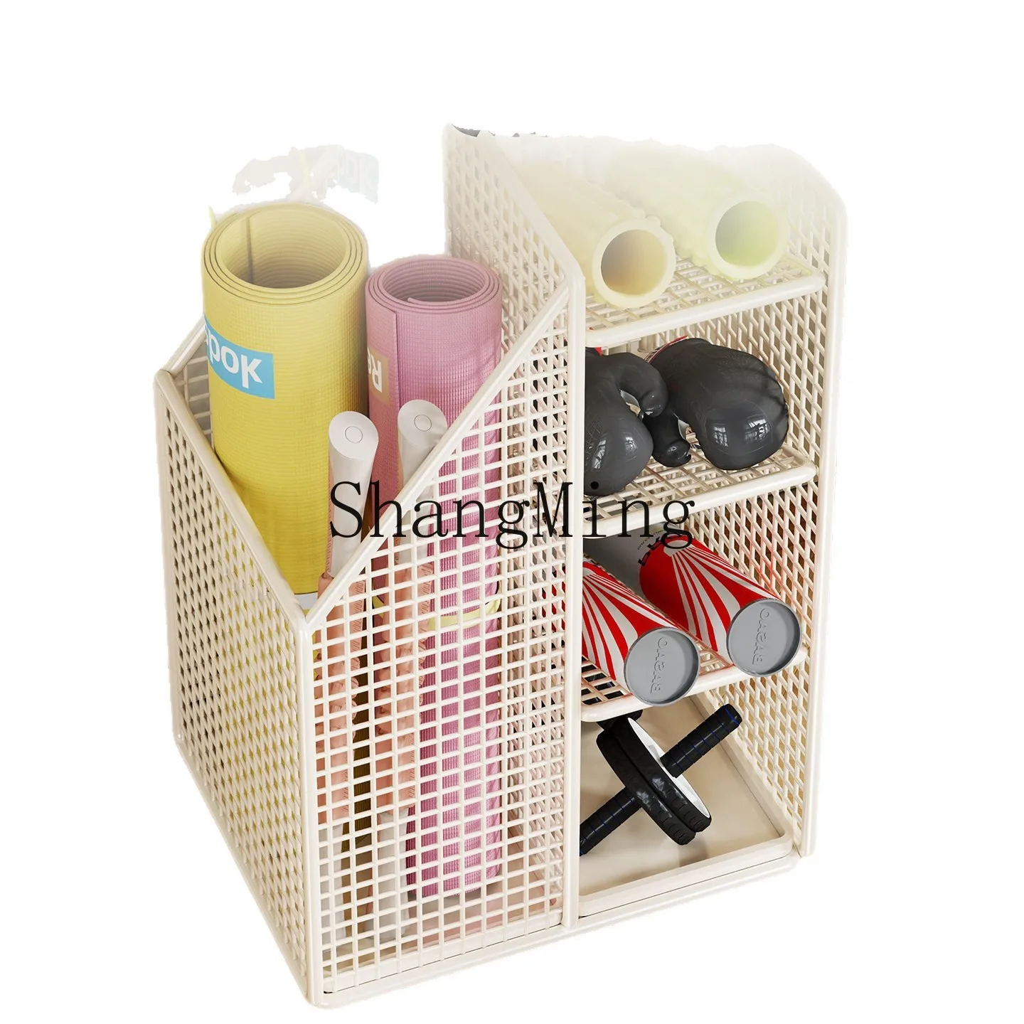 

PYH fitness equipment storage basket floor-to-ceiling yoga mat storage basket household badminton racket rack