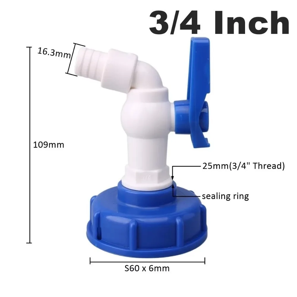 Leak-Proof IBC Tank Tap Adapter Valve Plastic Easy Open Close Nutrient Solution Faucet Acid Alkali Resistant Water Tank Faucet