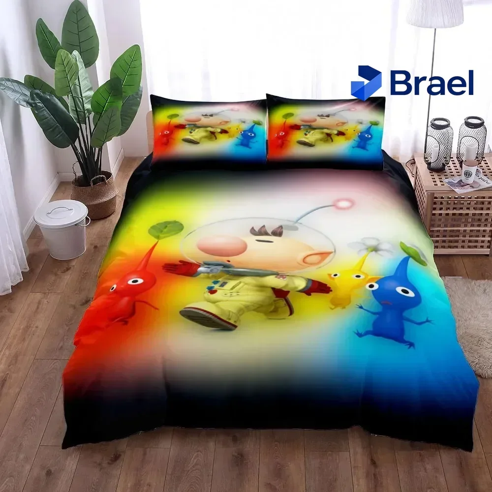 Exquisite Pikmin Bugs Duvet Cover Set King Queen Double Full Twin Single Size Bed Linen Set Cover With Pillowcase Custom
