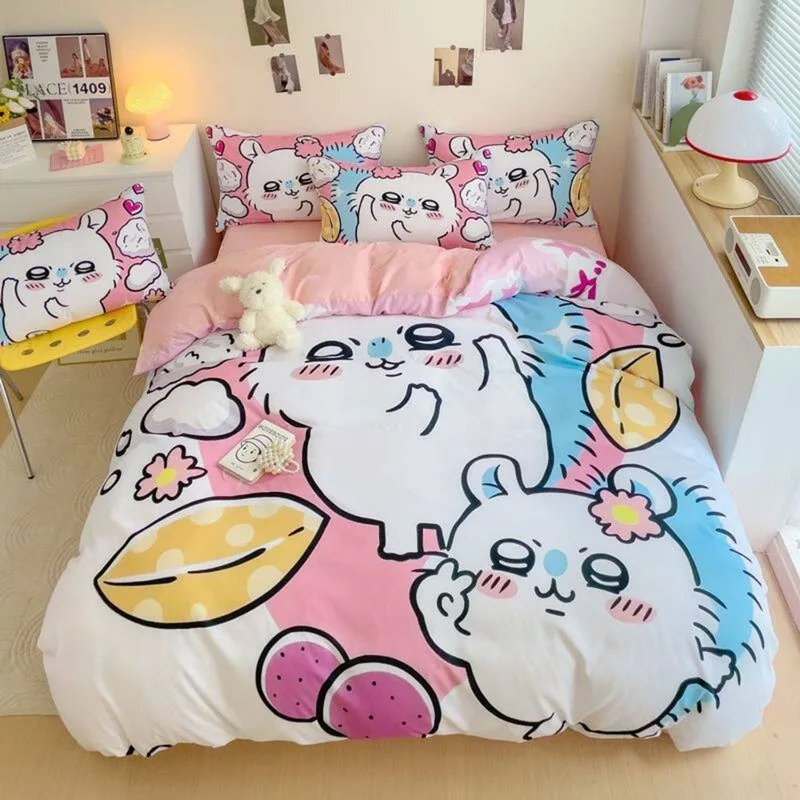 Cartoon Kawaii Four-piece Set Bedding 100% Cotton Moisture-wicking Breathable Fine Workmanship Exquisitely Patterned Chiikawa