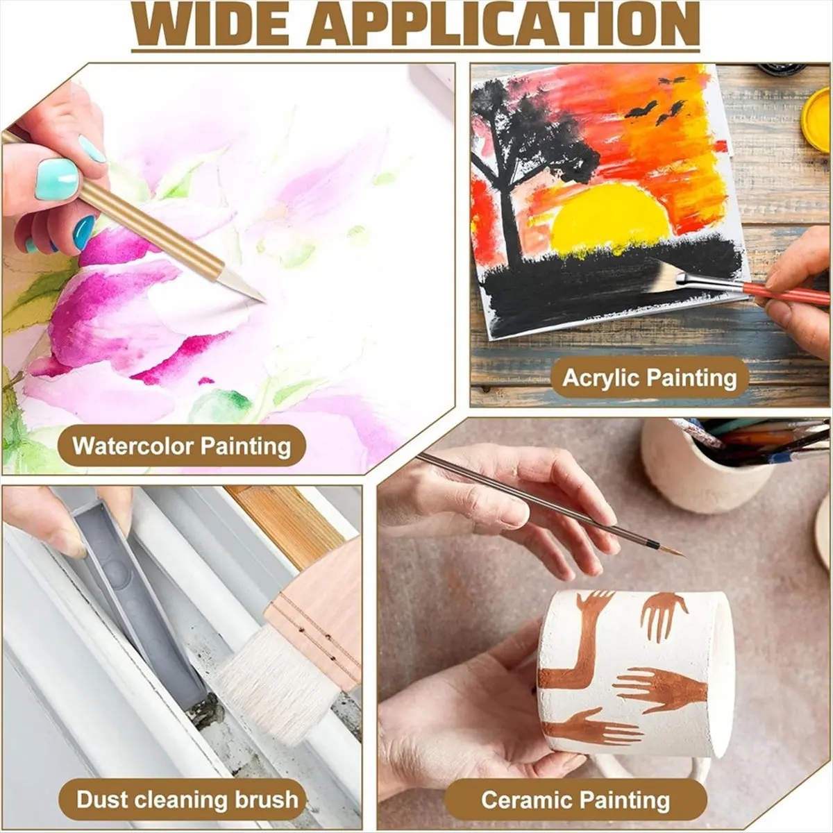 【Best Seller】Pottery Glaze Brush Set, 20 Pcs Different Shapes Pottery Tools Wool Art, for Pottery Acrylic Watercolor, Acrylic