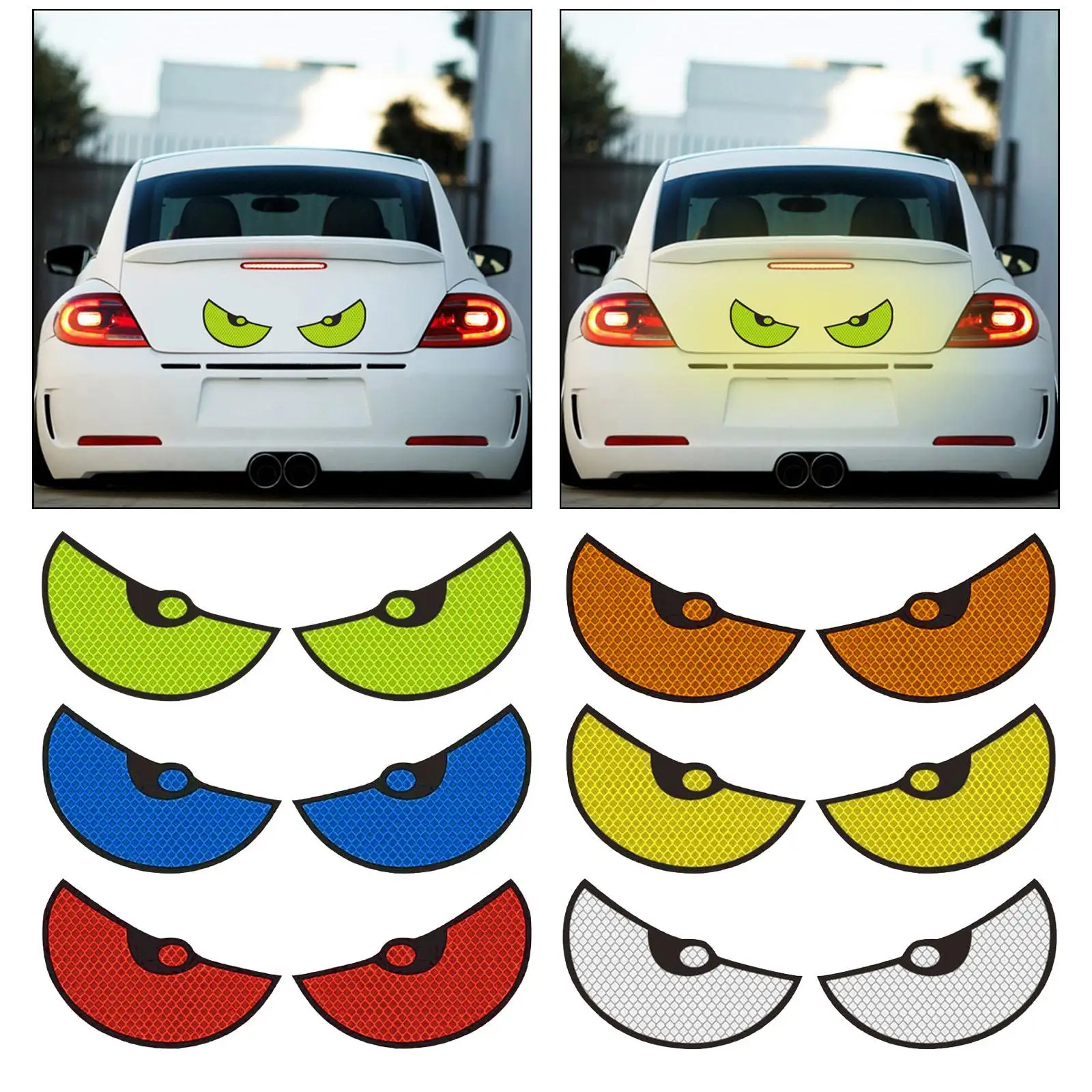 Adesivo de olhos grandes para carro, decalque fofo para capacete de motocicleta, adesivo de ar condicionado para janela de parede, ar condicionado de 