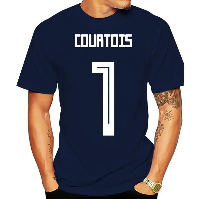 2022 Newest Belgium Courtois Number 1  Russia World Match Cup 10 Colors T Shirt Mens Fans  Short Sleeve Tee Fashion