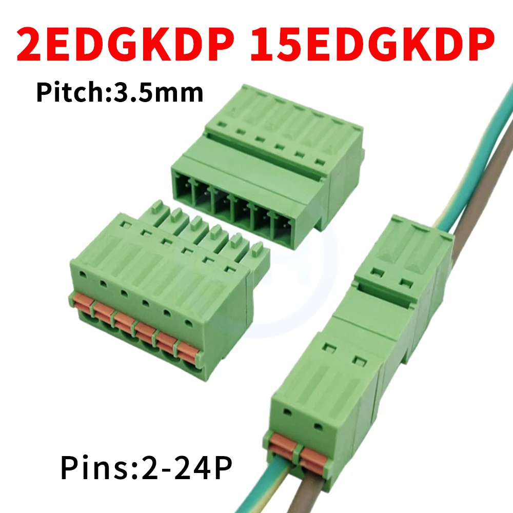 (5 Sets) Kf 2edgkdp + 2edgkd 3.5mm Solderless Screwless Plug-in Terminal Block 15edgkd + 15edgkdp 3.5 Spring Press Butt 2edgkdr
