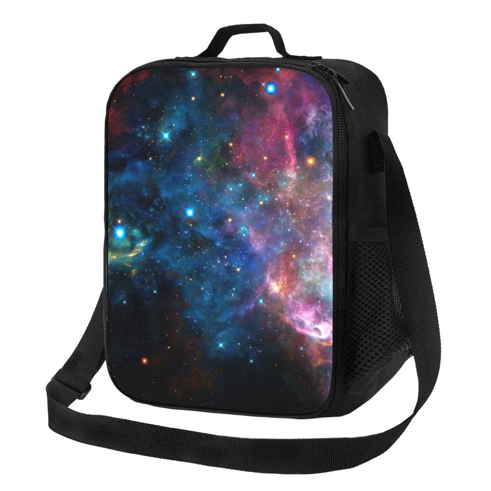 Colorful Galaxy Nebula Print Insulated Lunch Bag Reusable Durable Polyester Thermal Tote for Work Travel Picnic