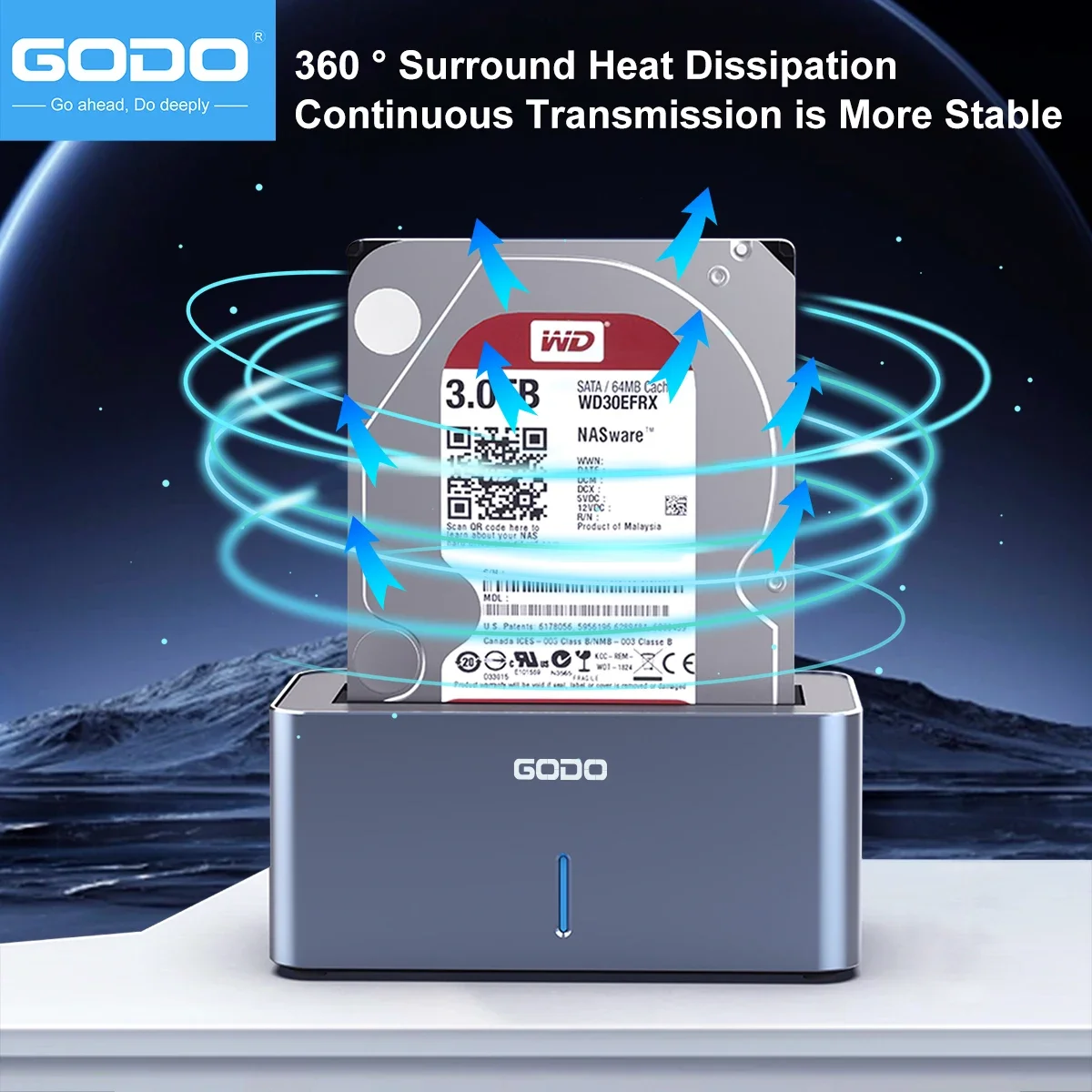 GODO Hard Drive Docking Station Aluminum USB 3.0 SAS SATA Hard Drive Enclosure for 2.5/3.5 Inch SSD HDD Case Box